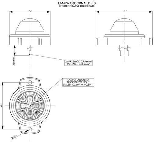 Φως Πλευρικής Σήμανσης Σφαίρα 1 Led Smd 12v &amp 24v