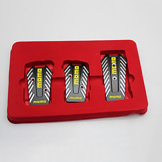 Car Pedal Set Non Slip Universal Aluminum Black 3pcs