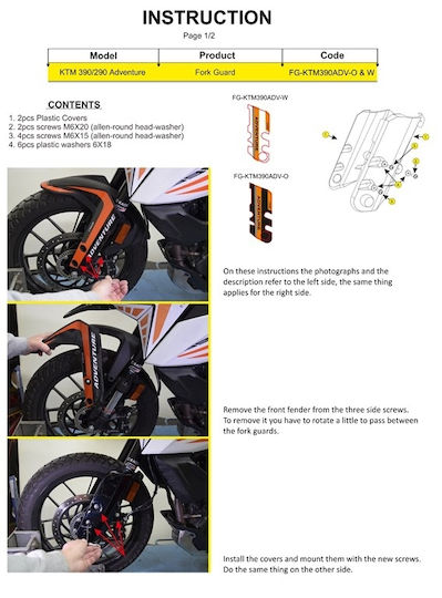 C-Racer Motorcycle Front Suspension Protectors KTM 390 Adventure Black
