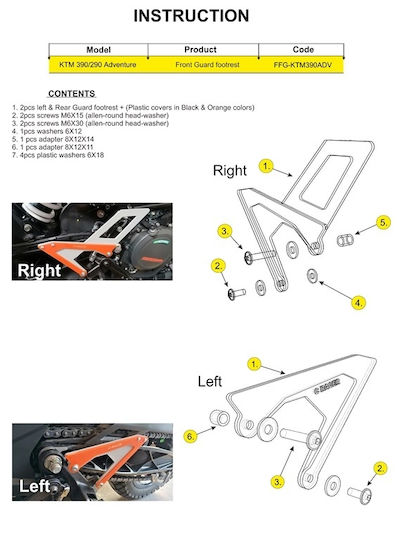 C-Racer Motorcycle Footpeg Protectors KTM 390 Adventure Black