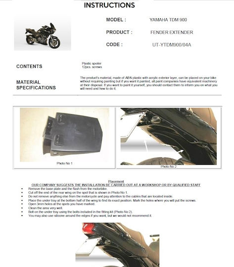 Βάση Πινακίδας Με Undertray Για Yamaha Tdm 900 2002-2011