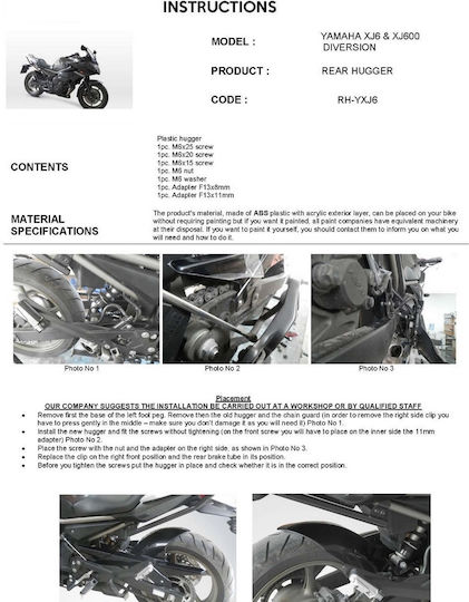 C-Racer Back Motorcycle Rear Wheel Fender for Yamaha XJ6 DIVERSION Black 1pcs