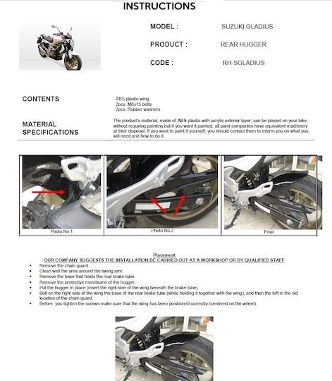 C-Racer Back Motorcycle Rear Wheel Fender for Suzuki SFV 650 Black 1pcs