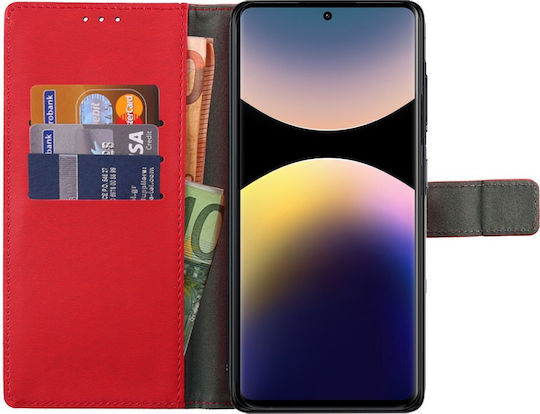 Volte-Tel Buchen Sie Synthetisches Leder / Silikon Rot (Redmi Note 14 Pro 4G)