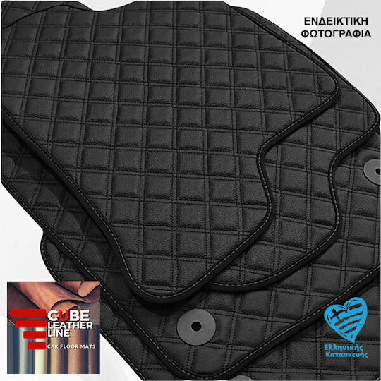 Mitsubishi Eclipse Cross 2018-2023 Techno-leather Cube Black with Gray Embroidery Eclipse Cross Set of 4 Pieces