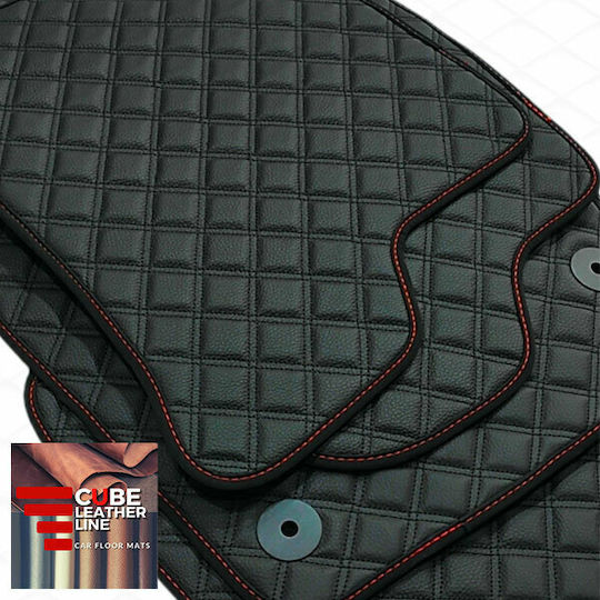 Fiat Strada 2013-2021 Technoleather Cube Black with Red Embroidery Abarth Set 2pcs