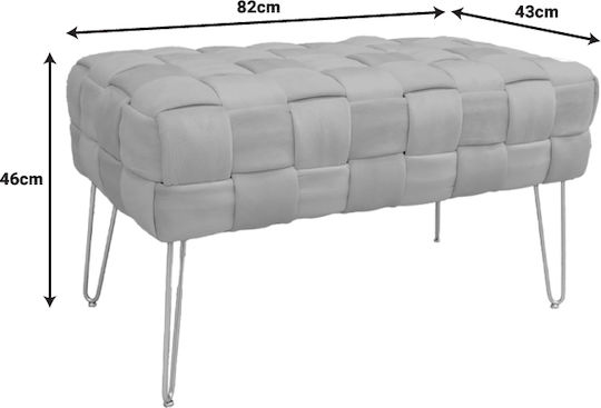 Stool For Living Room Upholstered with Velvet Wenzo Black Shade 82x43x46cm