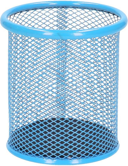 Metallic Pencil Holder in Blue Color 1pcs 9.1x9.8x9.8cm