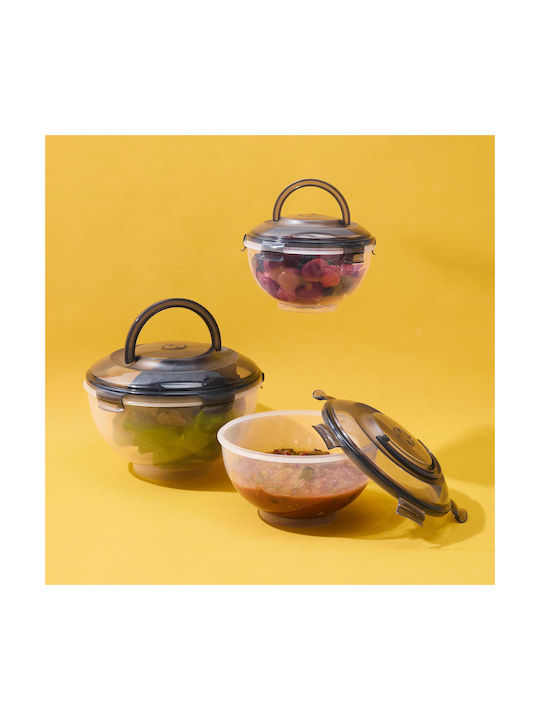 Cook Concept Σετ Δοχεία Φαγητού Πλαστικά Μαύρα 24x16.5cm 3τμχ