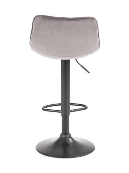 Stool Bar with Backrest Upholstered with Velvet Gray