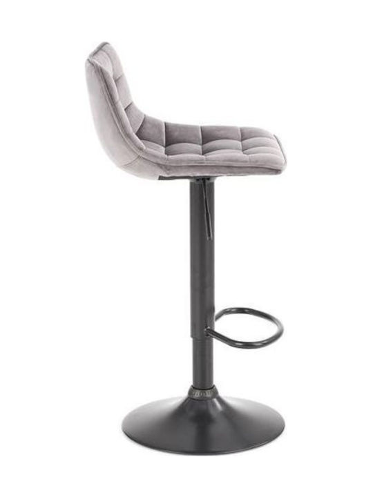 Stool Bar with Backrest Upholstered with Velvet Gray