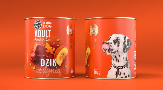 John Dog Wet Food Dogs Diet with Pumpkin, Wild Boar, Meat and Rice Grain-Free 800gr