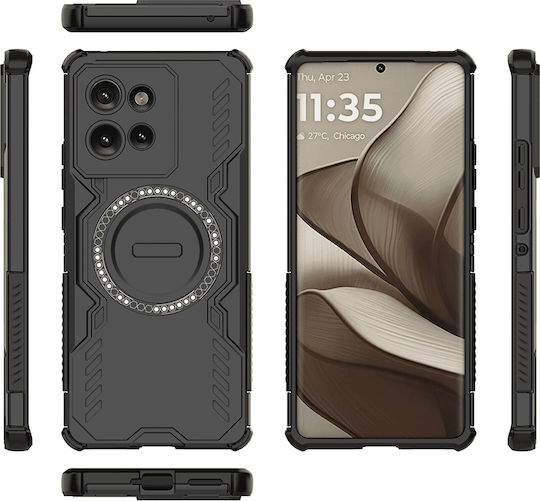 Techsuit Umschlag Rückseite Kunststoff Schwarz (Motorola Edge 50)