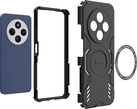 Techsuit Umschlag Rückseite Kunststoff Schwarz (Redmi 14C / Poco C75)