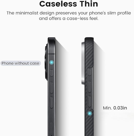 Techsuit Umschlag Rückseite Aramid Fiber Schwarz (iPhone 17 Pro / iPhone 16 Pro)