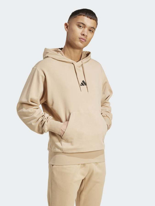 Feelcozy French Terry Φούτερ με Κουκούλα Καφέ