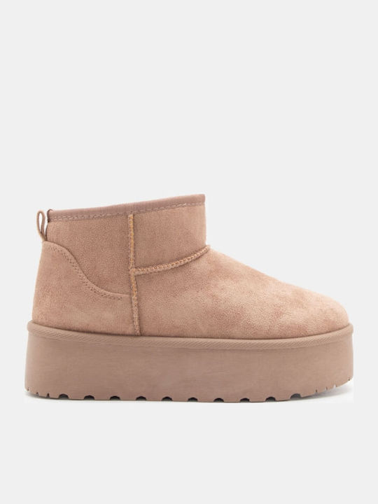 Women's Ankle Boots with Fur Beige