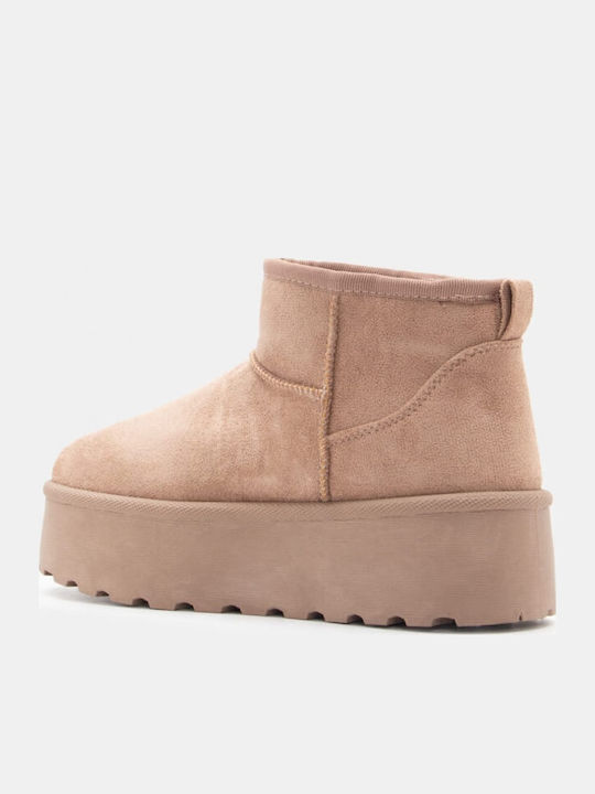 Women's Ankle Boots with Fur Beige