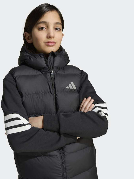 Down Jacket Kids Sports Sleeveless with Hood Black
