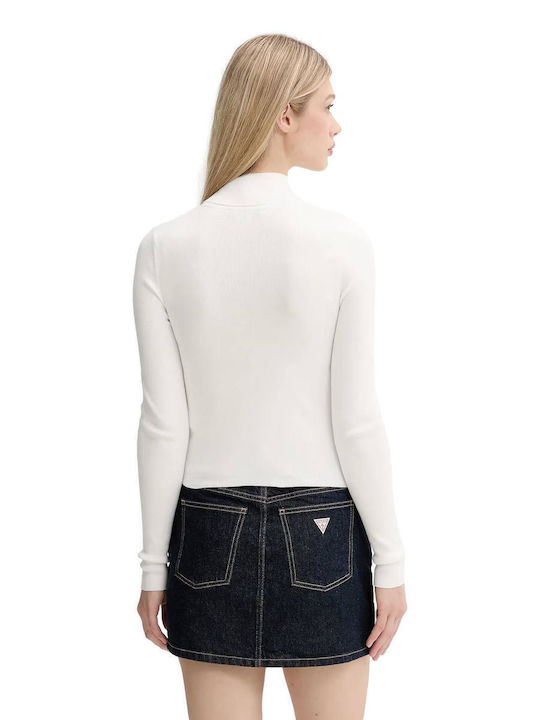 Women's Knitted Cardigan with Zipper White