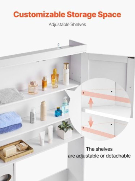 Vevor Floor Bathroom Shelf Wooden White