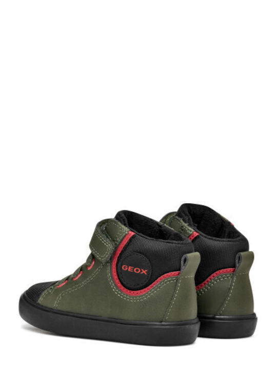 Baby Gisli Leather Kids Boots with Velcro Green