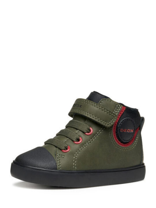 Baby Gisli Leather Kids Boots with Velcro Green