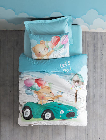 Madi Single Set Lets Go Blue 170x240cm Kids Sheets Madi Single Set Lets Go Blue 170x240cm Kids Sheets