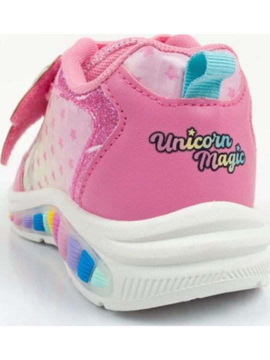 Παιδικά Sneakers με Σκρατς & Φωτάκια Ροζ