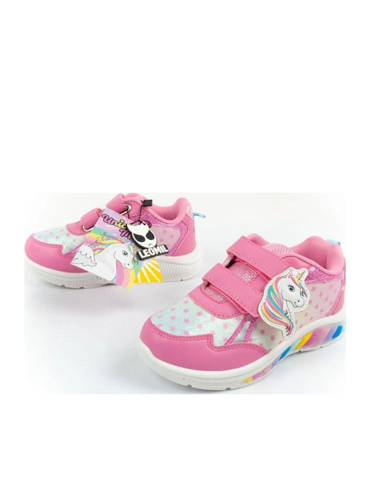 Παιδικά Sneakers με Σκρατς & Φωτάκια Ροζ