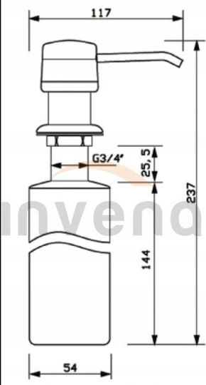 Invena Dispenser Bucătărie Plastic Argintiu 350ml