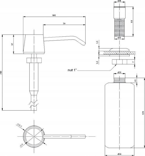 Invena Dispenser Bucătărie Plastic Argintiu 350ml