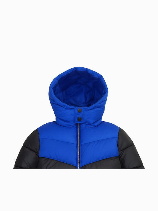 Παιδικό Καπιτονέ Μπουφάν με Κουκούλα Black Blue