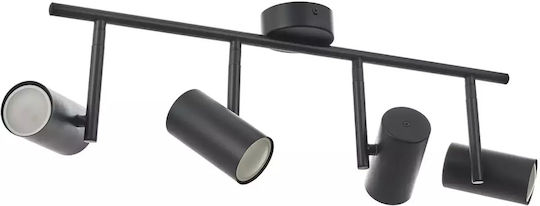 Spot cu 4 Lumini și cu Soclu GU10 în Culoare Negru