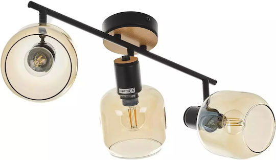 Triplu Spot cu Soclu E14 în Culoare Negru