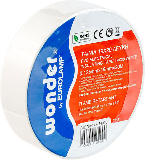 Eurolamp Insulation Tape 19mm x 20m White