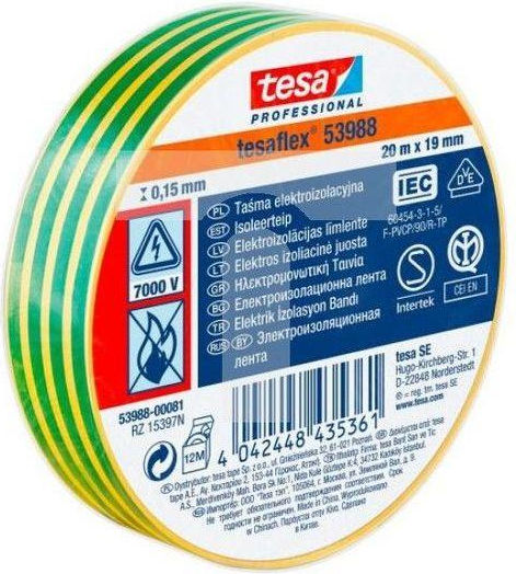 Tesa Insulation Tape 19mm x 20m Tesaflex Green