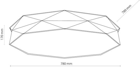 TK Lighting Kantoor Ceiling Mount Light 86cm Gray with Socket E27