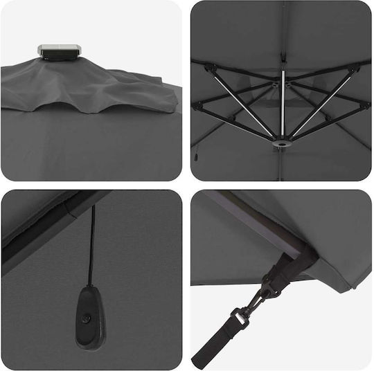 Hanging Aluminum Grey Garden & Terrace Parasol 2.85x2.85xHeight 2.7m