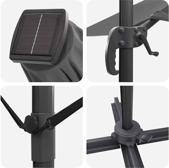 Hanging Aluminum Grey Garden & Terrace Parasol 2.85x2.85xHeight 2.7m