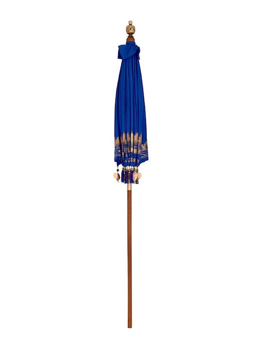 Round Wooden Blue Garden & Terrace Parasol Φ2.5xΥ2.5m