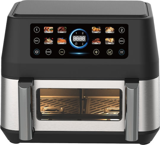 HomeVero Air Fryer with Double Detachable Bucket 9lt Silver HV-AF9CD