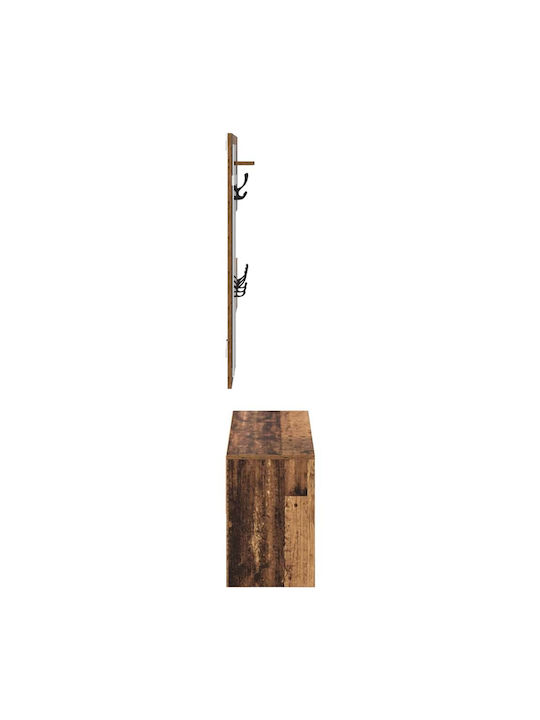 Entry Furniture with Mirror & Bench Coffee 90x31x46.5cm