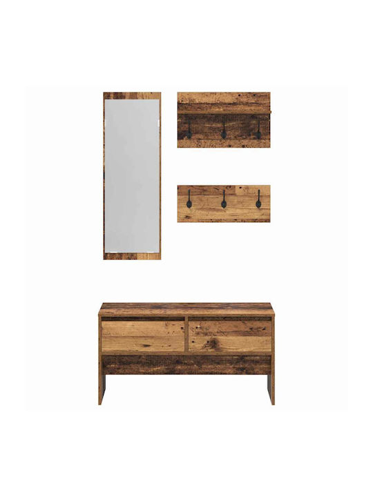 Entry Furniture with Mirror & Bench Coffee 90x31x46.5cm