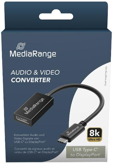 MediaRange Конвертор USB-C мъжки към DisplayPort женски Черен 1бр MRCS235