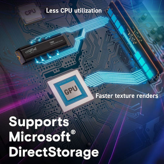 Crucial T500 SSD 4TB M.2 Type with PCI Express 4.0 Connection and Heatsink PS5 Compatible CT4000T500SSD5