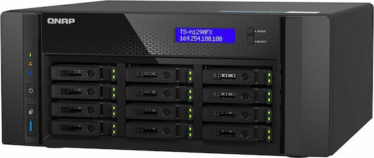 QNap NAS cu 12 sloturi pentru HDD/SSD și 2 porturi Ethernet (TS-h1290FX-7302P-128G)
