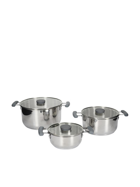 Cook Concept All-in-One X3 Easy Storage Pots Set from Stainless Steel Silver 3 Pieces