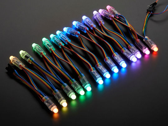 Adafruit 12mm Diffused Thin Digital Rgb Led Pixels Strand 25 Ws2801