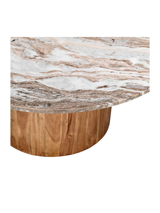 Rundes Beistelltisch Sergy aus Massivholz Natürliche Farbe M70xB70xH35cm